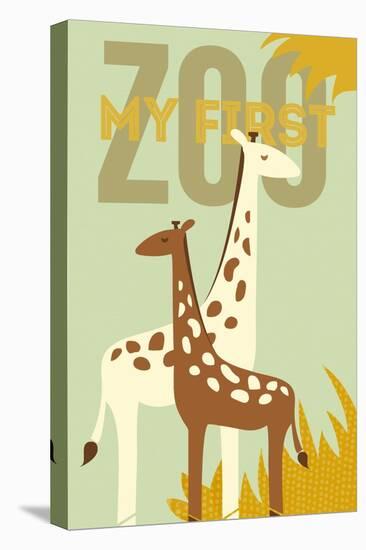 My First Zoo - Giraffe - Yellow-Lantern Press-Stretched Canvas