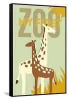 My First Zoo - Giraffe - Yellow-Lantern Press-Framed Stretched Canvas