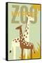 My First Zoo - Giraffe - Yellow-Lantern Press-Framed Stretched Canvas