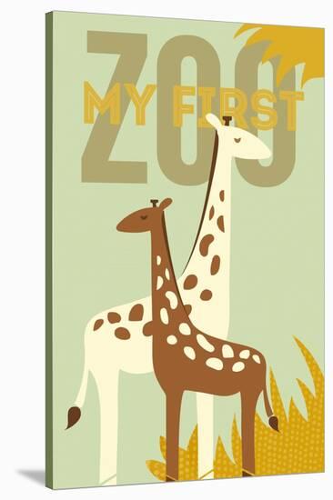 My First Zoo - Giraffe - Yellow-Lantern Press-Stretched Canvas