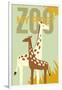 My First Zoo - Giraffe - Yellow-Lantern Press-Framed Art Print