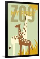 My First Zoo - Giraffe - Yellow-Lantern Press-Framed Art Print