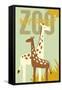 My First Zoo - Giraffe - Yellow-Lantern Press-Framed Stretched Canvas