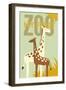 My First Zoo - Giraffe - Yellow-Lantern Press-Framed Art Print