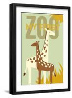 My First Zoo - Giraffe - Yellow-Lantern Press-Framed Art Print