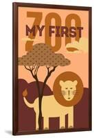 My First Zoo - Lion - Orange-Lantern Press-Framed Art Print