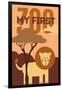 My First Zoo - Lion - Orange-Lantern Press-Framed Art Print