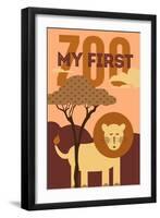 My First Zoo - Lion - Orange-Lantern Press-Framed Art Print