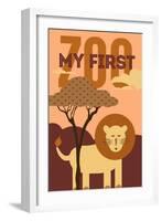 My First Zoo - Lion - Orange-Lantern Press-Framed Art Print