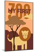 My First Zoo - Lion - Orange-Lantern Press-Mounted Art Print