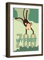 My First Zoo - Monkey - Green-Lantern Press-Framed Art Print