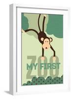 My First Zoo - Monkey - Green-Lantern Press-Framed Art Print