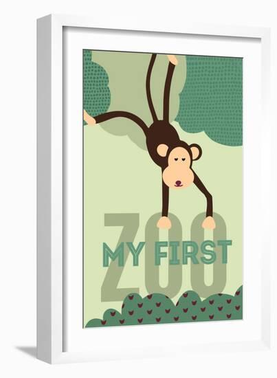 My First Zoo - Monkey - Green-Lantern Press-Framed Art Print