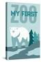 My First Zoo - Polar Bear - Blue-Lantern Press-Stretched Canvas