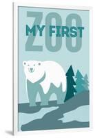My First Zoo - Polar Bear - Blue-Lantern Press-Framed Art Print