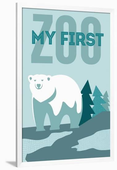 My First Zoo - Polar Bear - Blue-Lantern Press-Framed Art Print