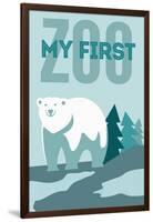 My First Zoo - Polar Bear - Blue-Lantern Press-Framed Art Print