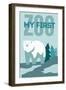 My First Zoo - Polar Bear - Blue-Lantern Press-Framed Art Print