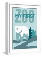 My First Zoo - Polar Bear - Blue-Lantern Press-Framed Art Print