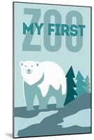 My First Zoo - Polar Bear - Blue-Lantern Press-Mounted Art Print