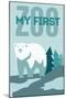 My First Zoo - Polar Bear - Blue-Lantern Press-Mounted Art Print