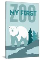 My First Zoo - Polar Bear - Blue-Lantern Press-Stretched Canvas