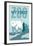 My First Zoo - Polar Bear - Blue-Lantern Press-Framed Art Print