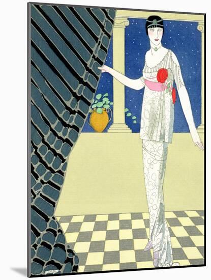 My Guests Have Not Arrived, Illustration of a Woman in a Dress by Redfern-Georges Barbier-Mounted Giclee Print