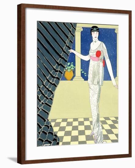 My Guests Have Not Arrived, Illustration of a Woman in a Dress by Redfern-Georges Barbier-Framed Giclee Print