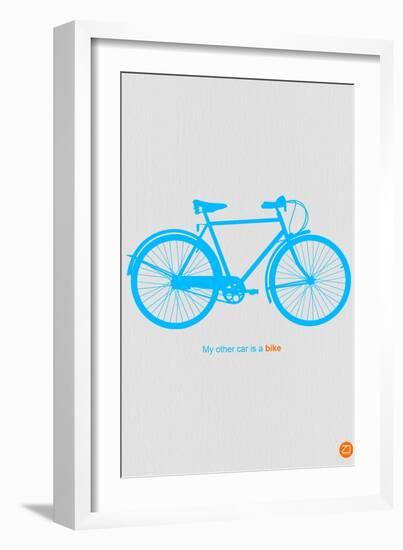 My Other Car Is A Bike ( Blue Poster)-NaxArt-Framed Art Print