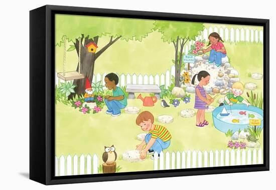 My Playtime Garden - Turtle-Kathryn Mitter-Framed Stretched Canvas