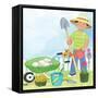 My Playtime Garden - Turtle-Kathryn Mitter-Framed Stretched Canvas
