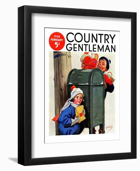 "My Secret Valentine," Country Gentleman Cover, February 1, 1938-Henry Hintermeister-Framed Premium Giclee Print