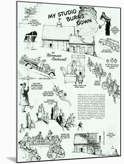 "My Studio Burns down", July 17,1943-Norman Rockwell-Mounted Giclee Print