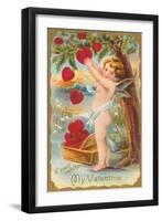 My Valentine, Cupid Picking Hearts-null-Framed Art Print