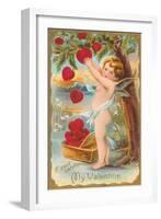 My Valentine, Cupid Picking Hearts-null-Framed Art Print