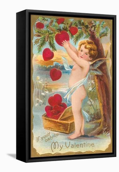 My Valentine, Cupid Picking Hearts-null-Framed Stretched Canvas