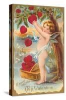 My Valentine, Cupid Picking Hearts-null-Stretched Canvas