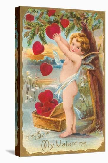 My Valentine, Cupid Picking Hearts-null-Stretched Canvas