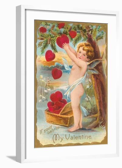 My Valentine, Cupid Picking Hearts-null-Framed Art Print