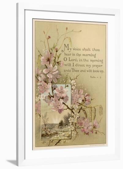 My Voice Shalt Thou Hear-- Text with Floral Ornament and a Rustic Scene-null-Framed Photographic Print