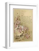 My Voice Shalt Thou Hear-- Text with Floral Ornament and a Rustic Scene-null-Framed Photographic Print