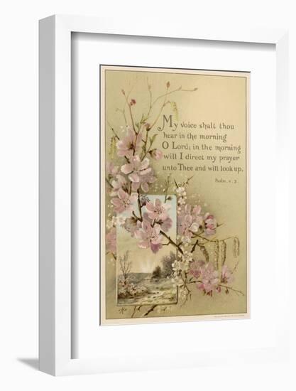 My Voice Shalt Thou Hear-- Text with Floral Ornament and a Rustic Scene-null-Framed Photographic Print