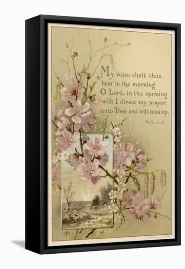 My Voice Shalt Thou Hear-- Text with Floral Ornament and a Rustic Scene-null-Framed Stretched Canvas