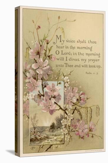 My Voice Shalt Thou Hear-- Text with Floral Ornament and a Rustic Scene-null-Stretched Canvas