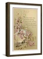 My Voice Shalt Thou Hear-- Text with Floral Ornament and a Rustic Scene-null-Framed Photographic Print