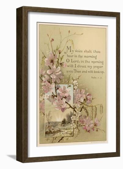 My Voice Shalt Thou Hear-- Text with Floral Ornament and a Rustic Scene-null-Framed Photographic Print