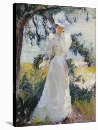 My Wife, Emeline, in a Garden-Edmund Charles Tarbell-Stretched Canvas