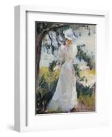 My Wife, Emeline, in a Garden-Edmund Charles Tarbell-Framed Giclee Print