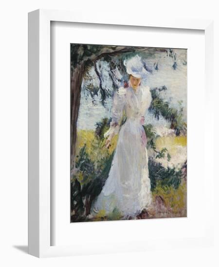 My Wife, Emeline, in a Garden-Edmund Charles Tarbell-Framed Giclee Print